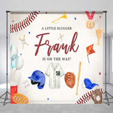 Aperturee - Aperturee A Little Slugger is on the Way Custom Backdrop Baseball Themed Baby Shower Rookie of The Year Party Photo Prop